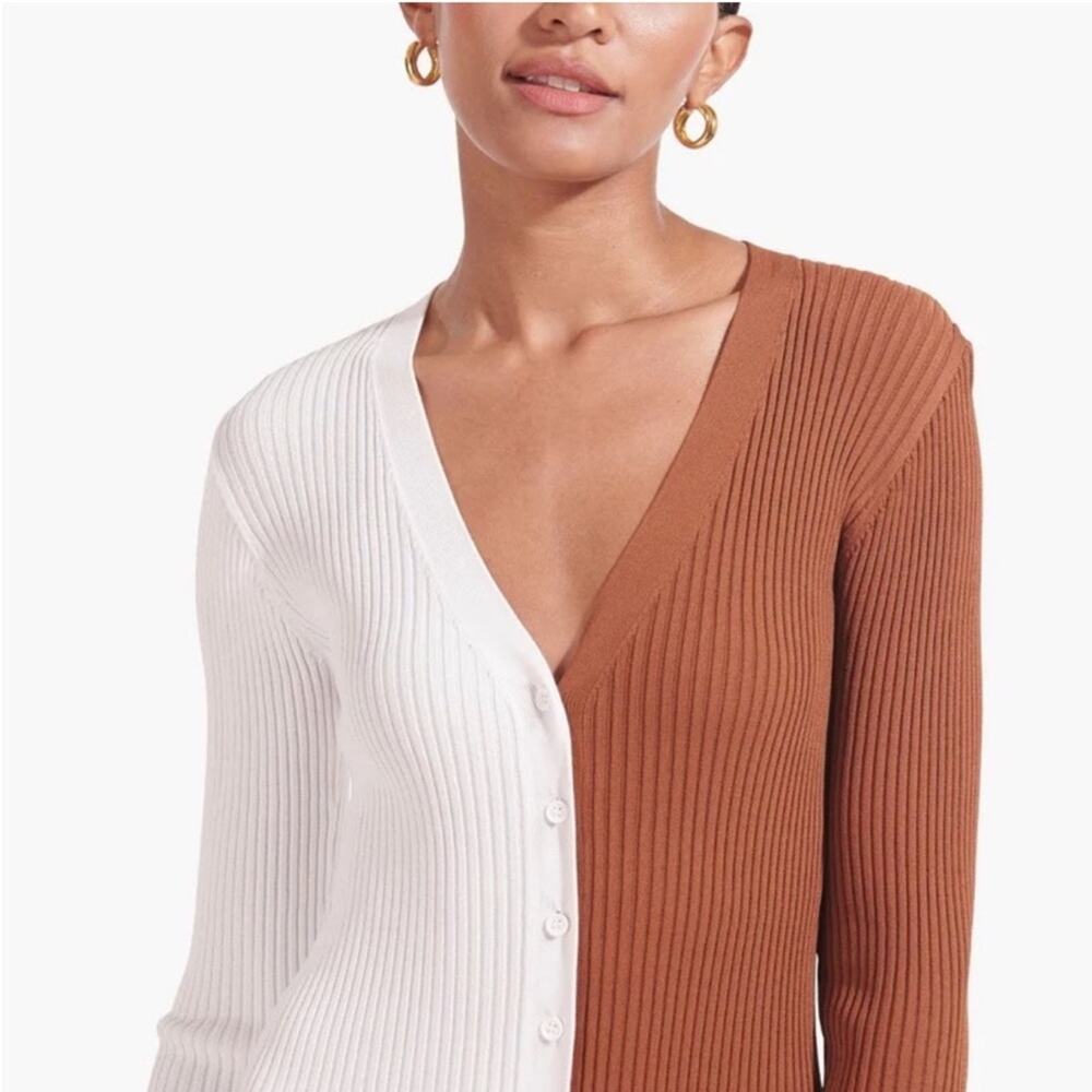 Staud Shoko Sweater Dress in Tan White L - Picture 4 of 9